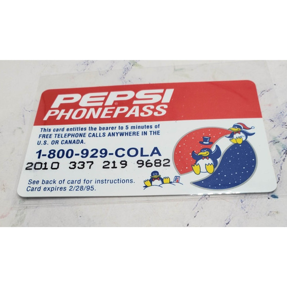 Pepsi Penguins Pepsi PhonePass 1994 Winter Holiday Contest Promo Phone Card - Picture 3 of 4
